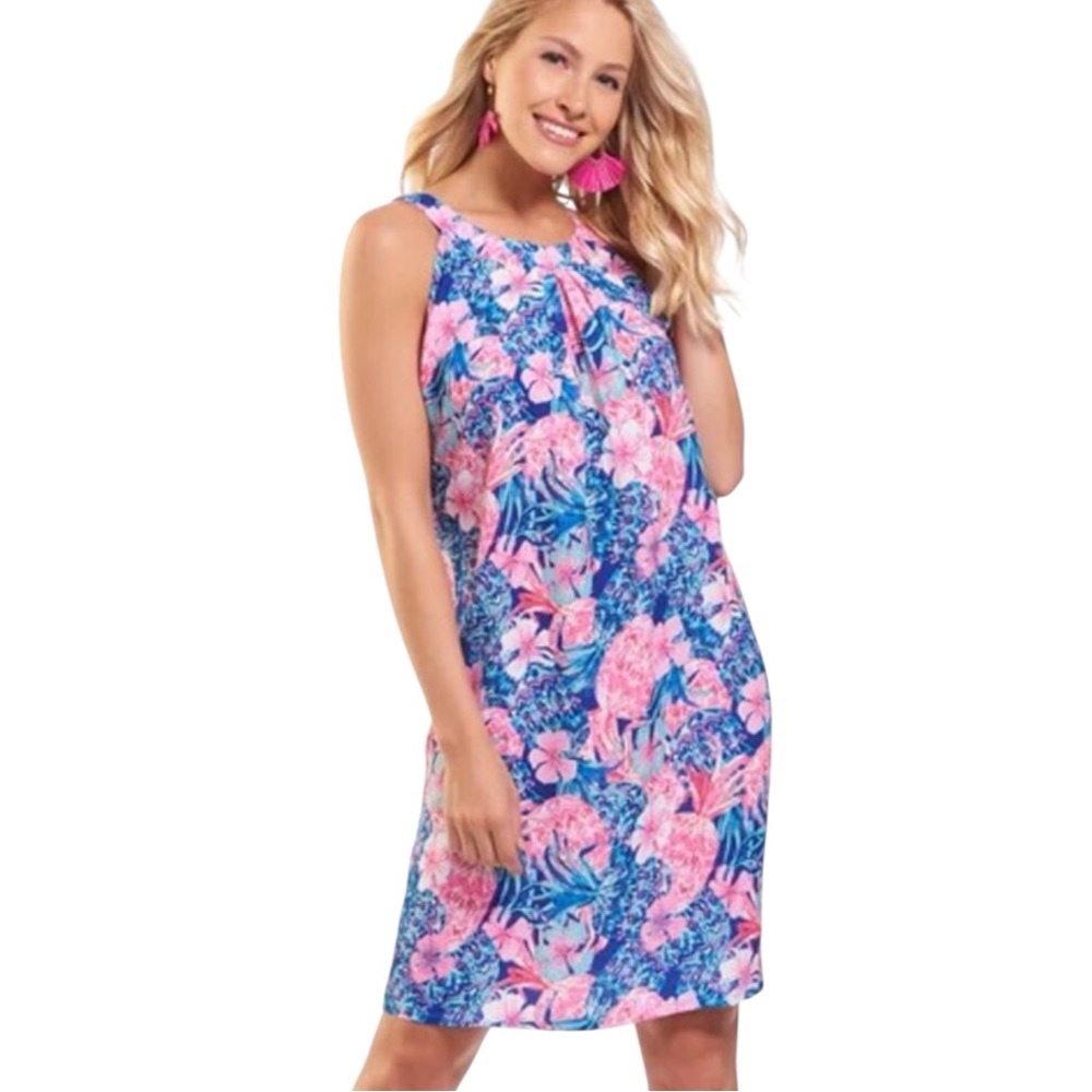 CHARLIE PAIGE NWT Floral Tank Swing Mini Dress in Blues/Pinks Size Medium — NWT - Picture 7 of 7